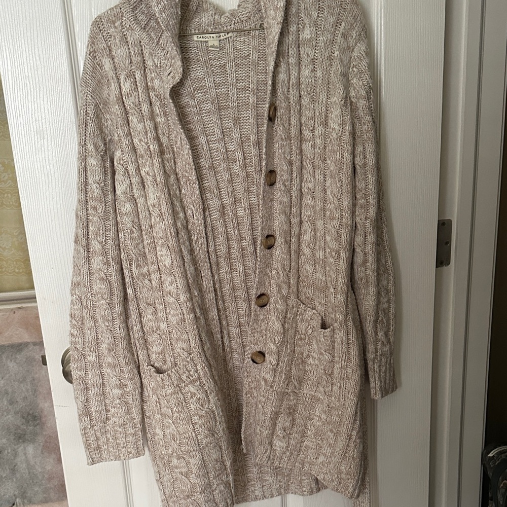 Caslon Textured Knit Cardigan - Beige